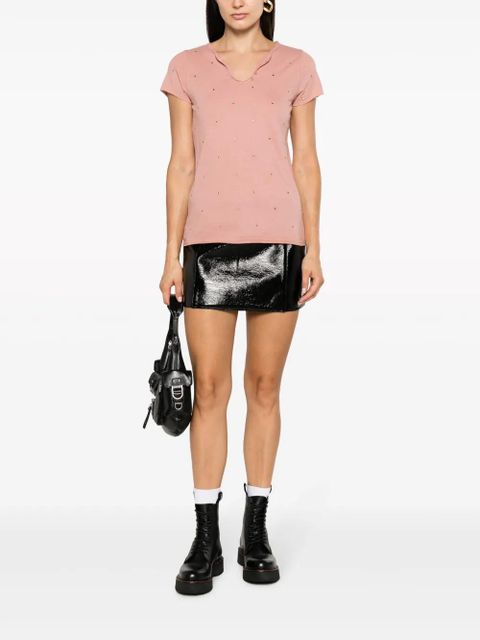 Zadig&Voltaire rhinestone-embellished Henley-neck T-shirt - Pink - zdjęcie produktu nr 2