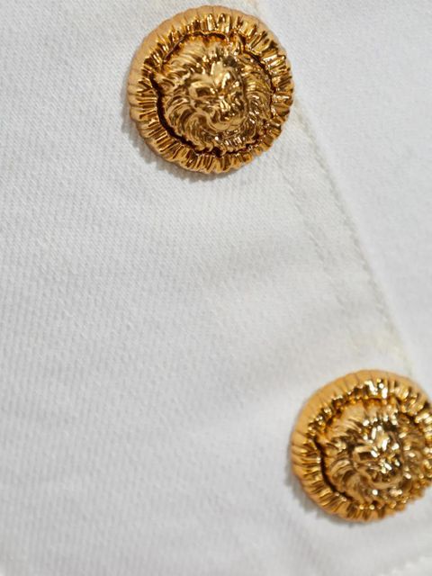 Balmain button square-neck top - White