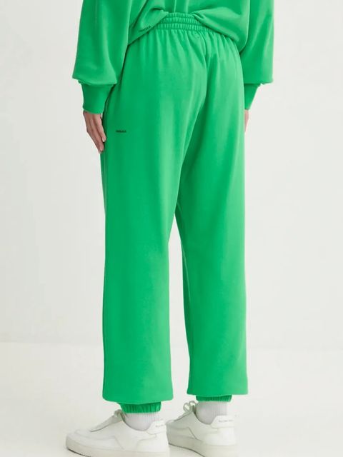 Pangaia spodnie dresowe bawełniane kolor zielony gładkie