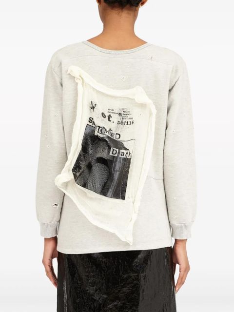 Maison Margiela Invitation distressed cotton sweatshirt - Neutrals