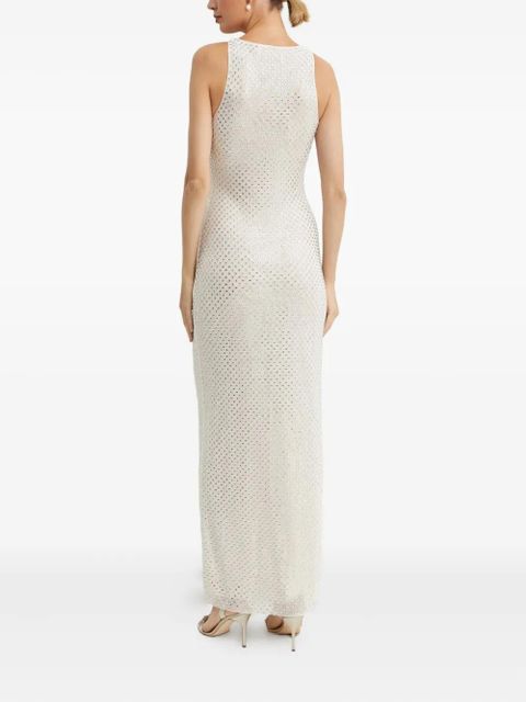 Self-Portrait crystal-embellished maxi dress - White
