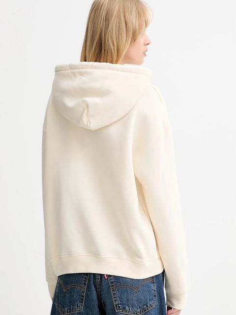 Levi's bluza damska kolor beżowy z kapturem z nadrukiem 004ND