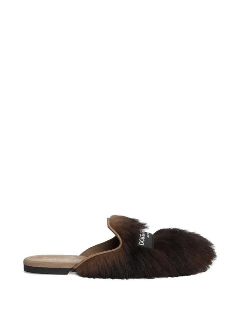 Dolce & Gabbana shearling and suede slippers - Brown - zdjęcie produktu nr 1