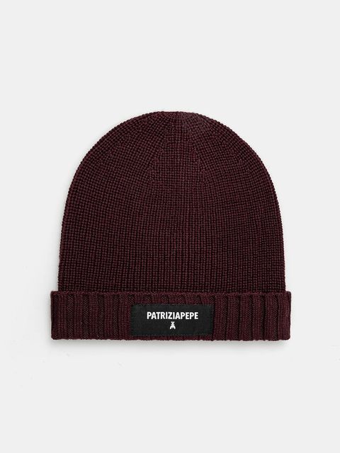 Patrizia Pepe czapka z dodatkiem wełny kolor bordowy 2F0111 K9O3A - zdjęcie produktu nr 1