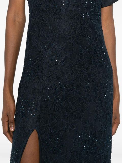 PINKO floral-lace sequin dress - Blue