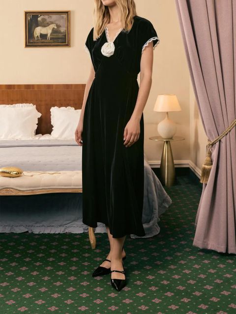 Sleeper The Genus rose midi dress - Black
