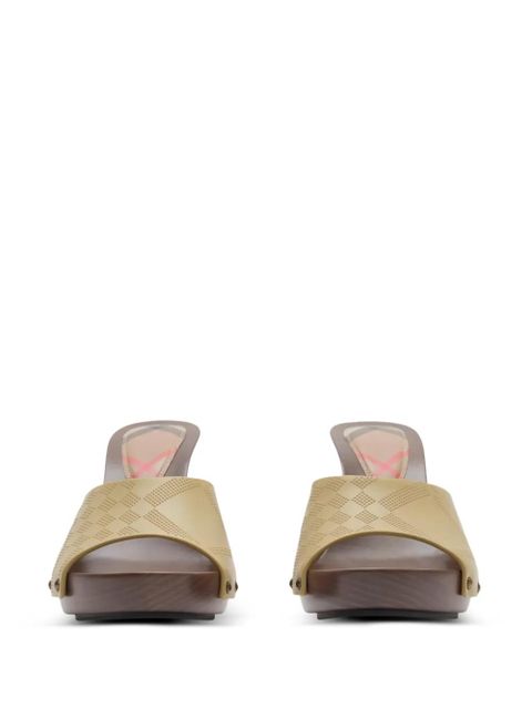 Burberry check stud leather potter mules - Neutrals