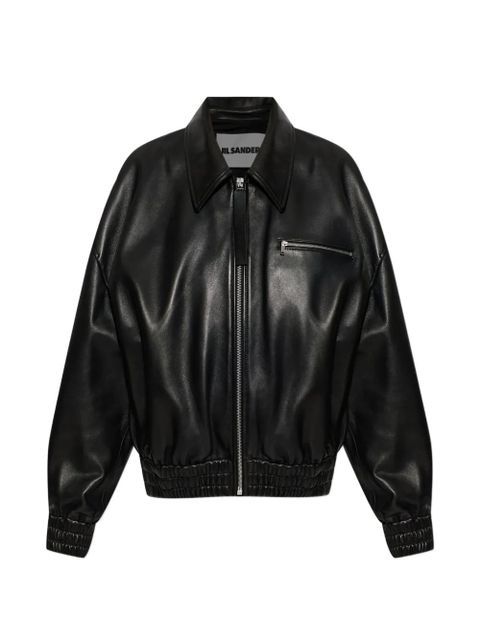 Jil Sander zip-up leather bomber jacket - Black - zdjęcie produktu nr 1