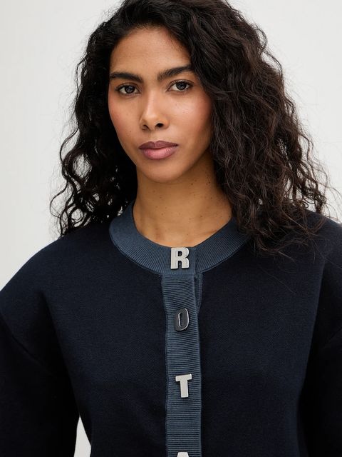 Rotate kardigan z domieszką kaszmiru damski kolor granatowy 1149032318