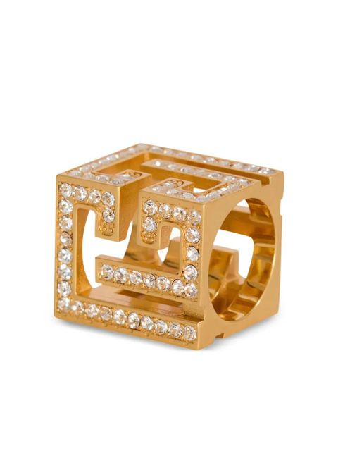 Balmain 3d rhinestone cube ring - Gold