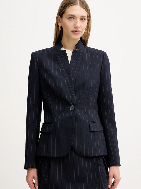 Pinko marynarka z dodatkiem wełny kolor granatowy jednorzędowa wzorzysta 105626 A2QY - zdjęcie produktu nr 1