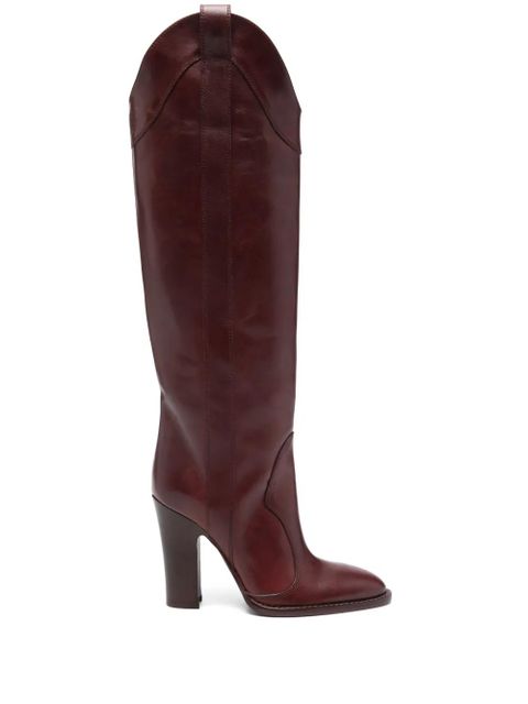 Paris Texas 105mm block-heel pointed-toe boots - Red - zdjęcie produktu nr 1