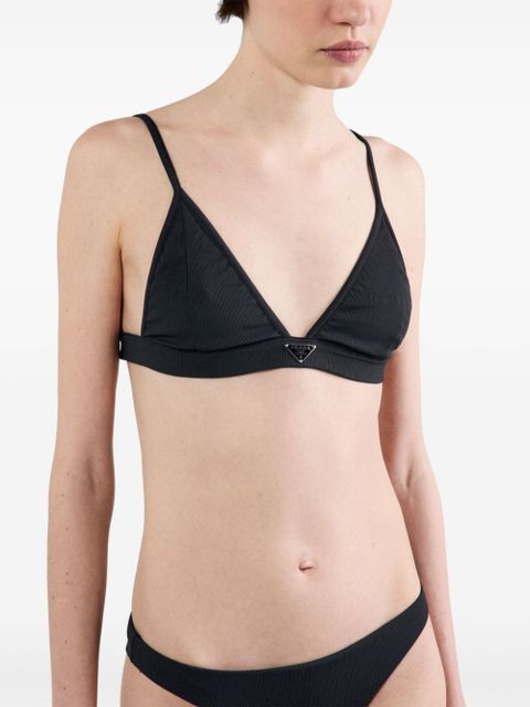 Prada ribbed bralette bikini top - Blue