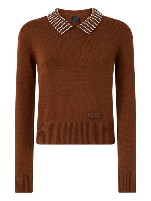 PINKO embellished-collar sweater - Brown - zdjęcie produktu nr 1