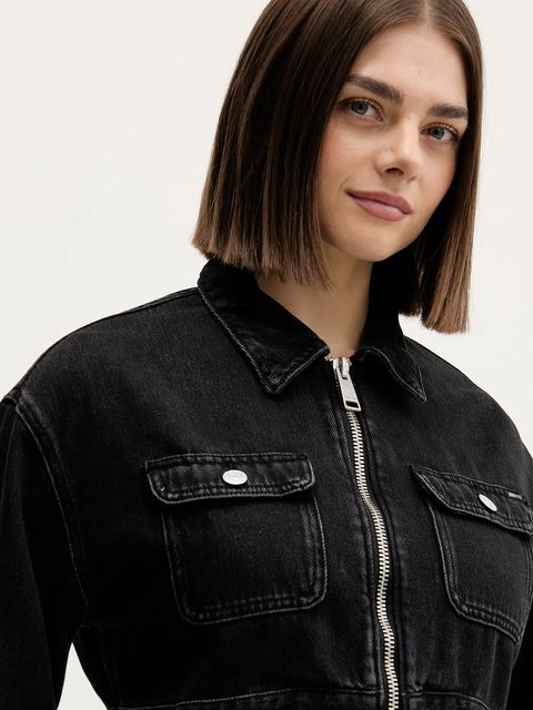 Tommy Jeans kurtka jeansowa kolor czarny DW0DW22523