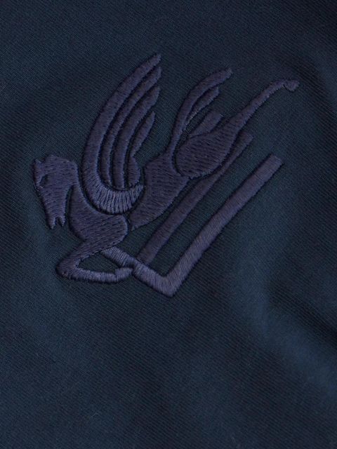 ETRO Pegaso-appliqué cotton T-shirt - Blue