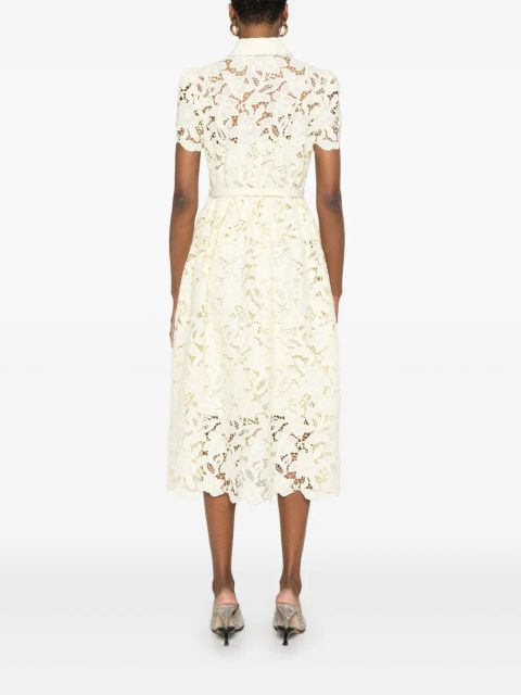 Self-Portrait lace collared midi dress - Yellow