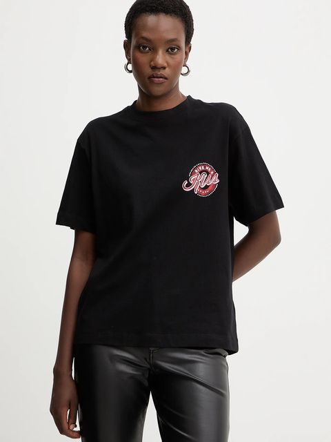 Guess t-shirt bawełniany damski kolor czarny W5BI22 I3Z14