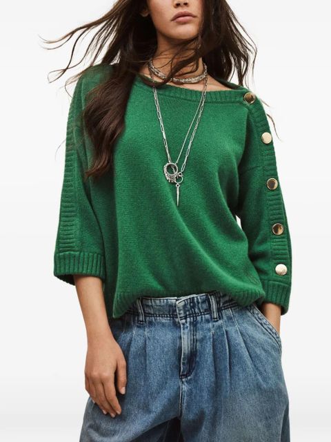 Ba&Sh Classy buttoned-sleeve jumper - Green