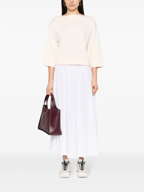 Moncler logo-appliqué boat-neck sweatshirt - Neutrals