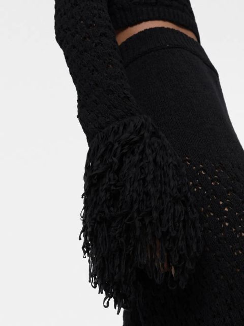 ROTATE BIRGER CHRISTENSEN open-back fringed crop top - Black