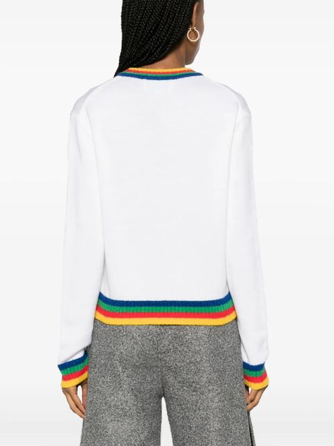 Casablanca Heart logo-intarsia bouclé jumper - White