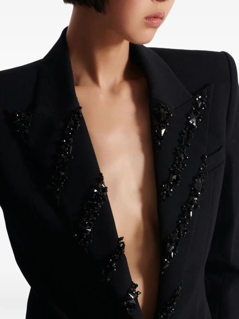 Balmain crystal embellished-lapels blazer - Black