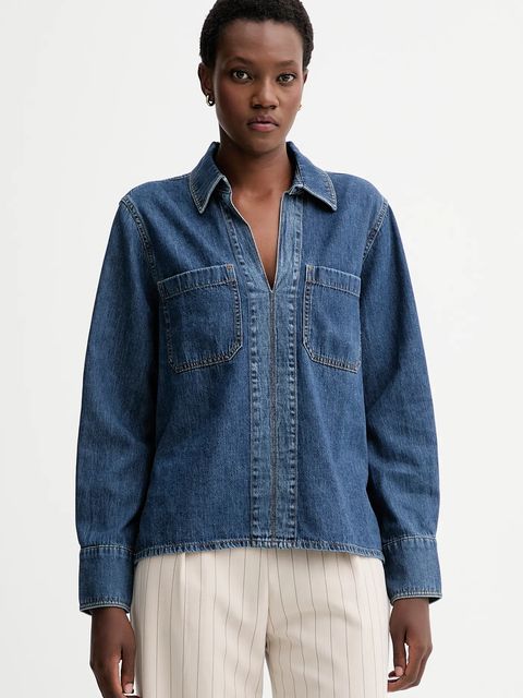 Rag & Bone bluzka jeansowa damska kolor niebieski gładka RJ0525FSUKE