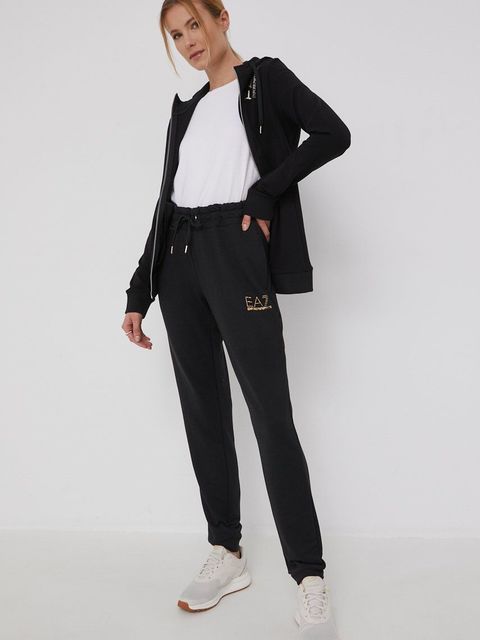 EA7 Emporio Armani spodnie dresowe 8NTP66.TJ9RZ damskie kolor czarny z nadrukiem
