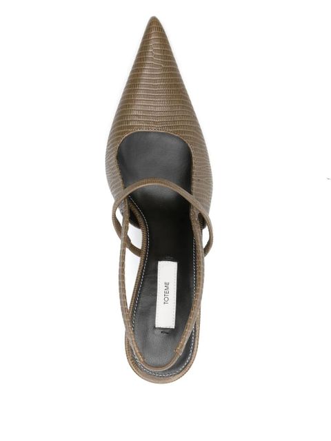 TOTEME 100mm lizard-embossed slingback pumps - Green