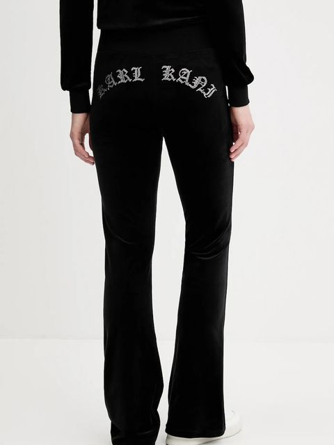 Karl Kani spodnie dresowe welurowe damskie kolor czarny z aplikacją 61040069