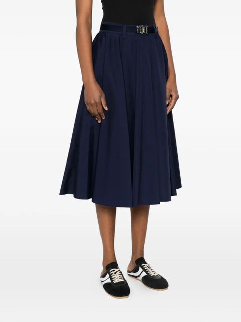 Prada A-line belted midi skirt - Blue