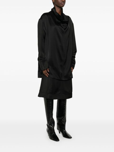 TOTEME funnel-neck satin blouse - Black