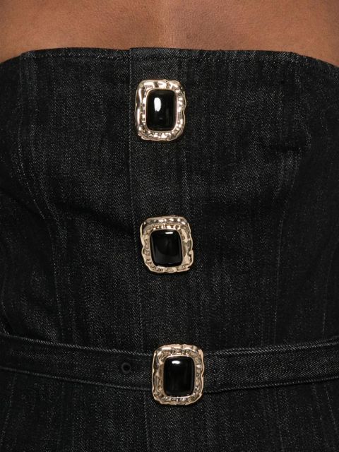 Self-Portrait buckle-detail strapless midi dress - Black