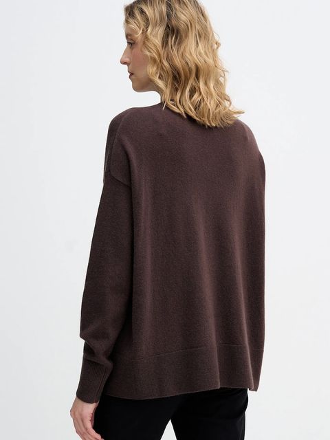 Sisley sweter z dodatkiem wełny damski kolor brązowy lekki 18AYM103K