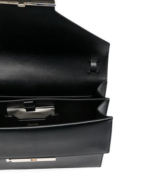TOM FORD logo-plaque clutch bag - Black