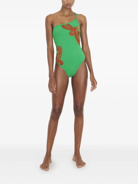 Tory Burch one-shoulder swimsuit - Green