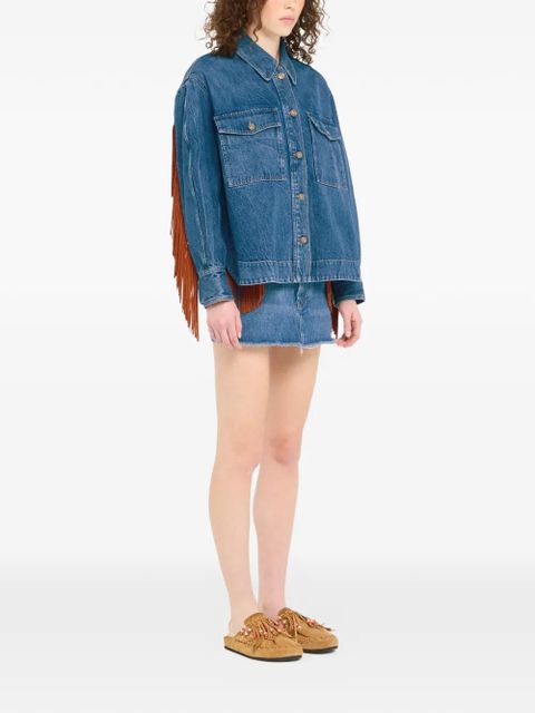 Alanui Golden Dusk fringed denim jacket - Blue
