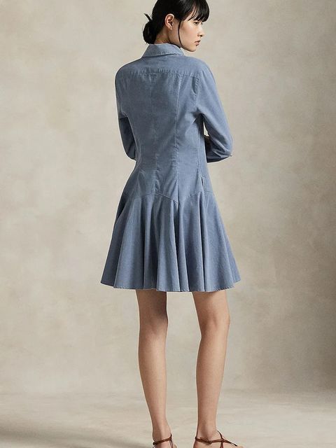 Polo Ralph Lauren sukienka bawełniana kolor niebieski mini rozkloszowana 211972069