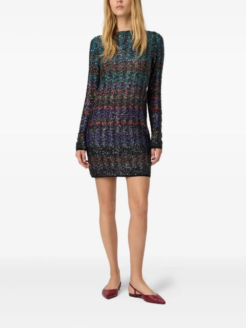 Missoni sequin-embellished patterned mini dress - Blue