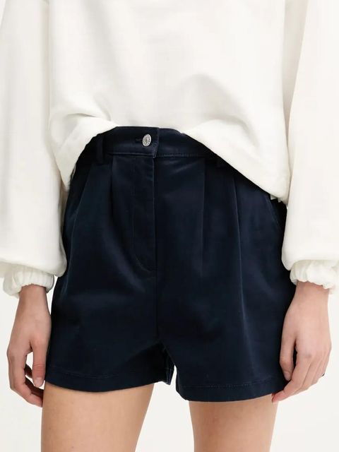 Tommy Jeans szorty damskie kolor granatowy gładkie high waist DW0DW21643 - zdjęcie produktu nr 1