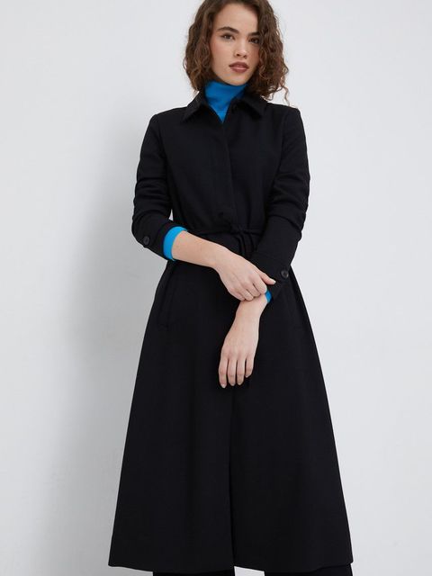 United Colors of Benetton płaszcz damski kolor czarny przejściowy