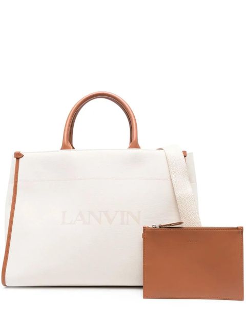Lanvin logo-print leather tote bag - Neutrals - zdjęcie produktu nr 1