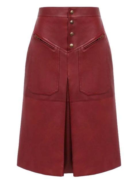 Chloé pocketed leather midi straight skirt - Red - zdjęcie produktu nr 1