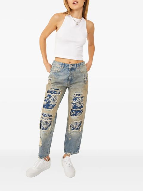 Free People floral-print distressed jeans - Blue - zdjęcie produktu nr 2