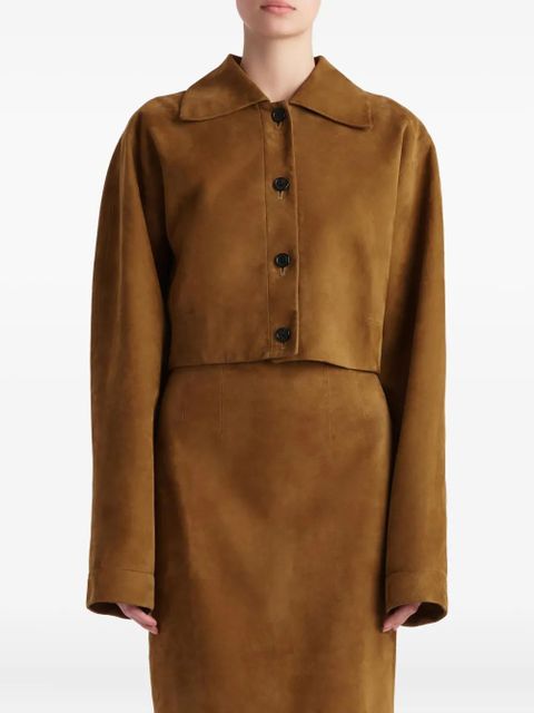 KHAITE Sue suede cropped jacket - Brown