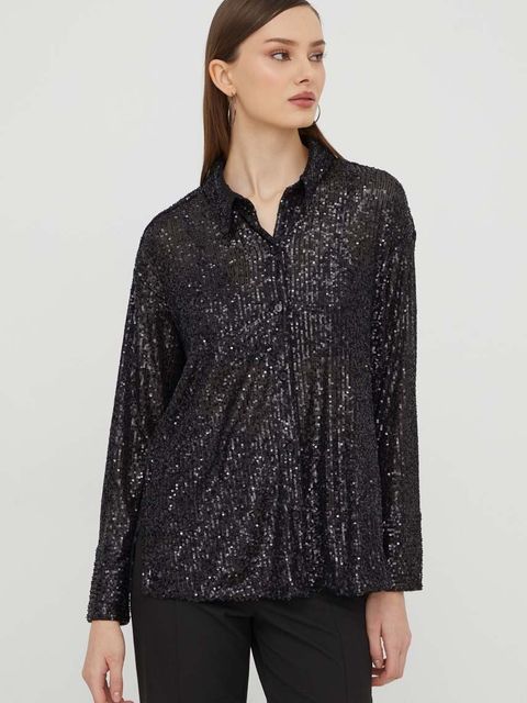 Abercrombie & Fitch koszula damska kolor czarny regular z kołnierzykiem klasycznym