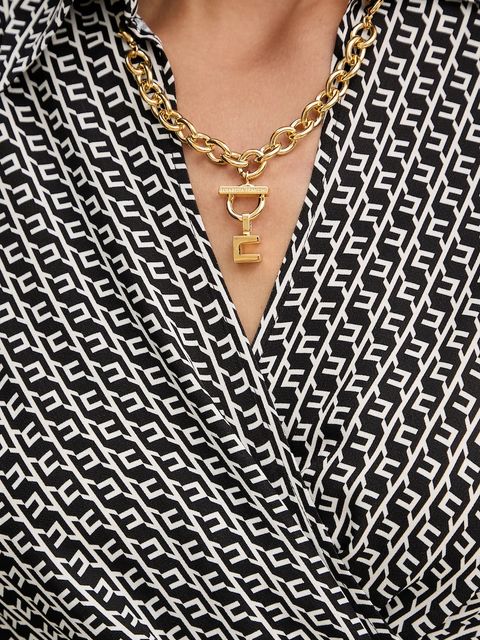 Elisabetta Franchi bluzka damska kolor czarny wzorzysta CAS0256E2