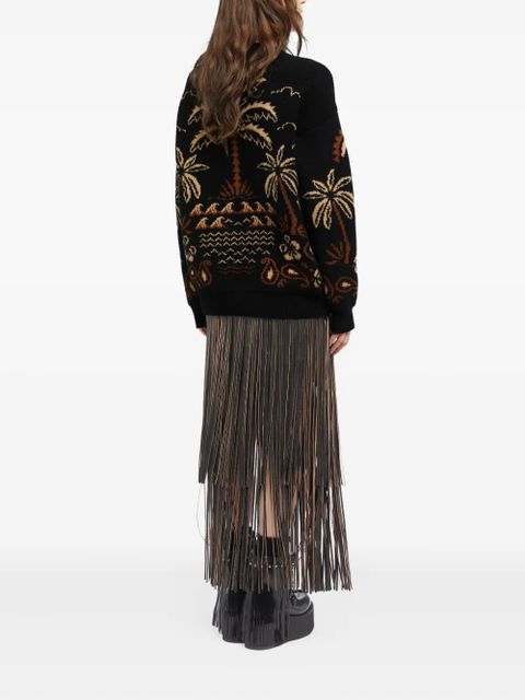 Alanui Glimpse of Eden palm-tree intarsia sweater - Black