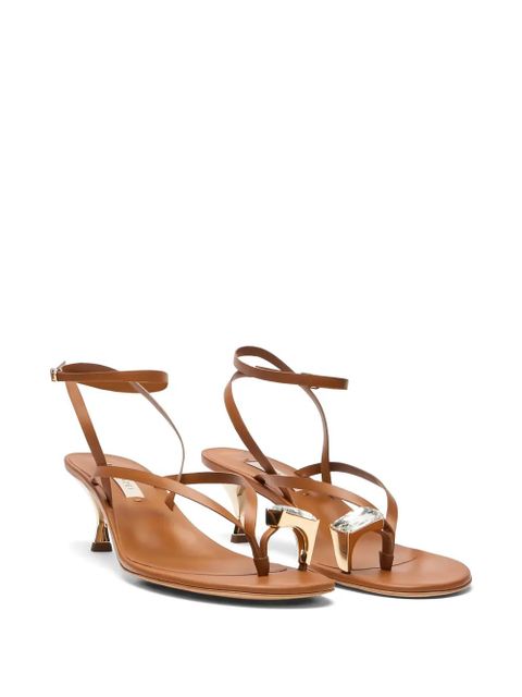 Casadei Julia crystal-embellished leather sandals - Brown - zdjęcie produktu nr 2